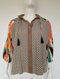 Geisha blouse top. Maat 36, Multi color.