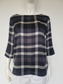 Monari top. Maat 40, Zwart/wit/ruitprint.