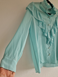 Boutique Moschino ruffle blouse. Maat 36, Aqua.