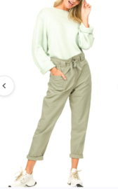 Ba&sh paperbag pantalon. Maat 2. Olijfgroen