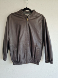Dyanne leren jasje met driekwart mouwen. Maat 38, Bruin