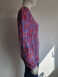 Fabienne Chapot blouse Hollie. Maat 40, Blauw/roze/print.