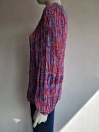 Fabienne Chapot blouse Hollie. Maat 40, Blauw/roze/print.