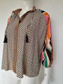 Geisha blouse top. Maat 36, Multi color.