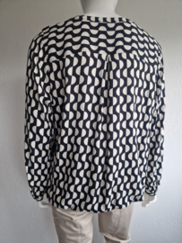 Rock Cardona  blouse top. Maat 46, Zwart/crème/print.