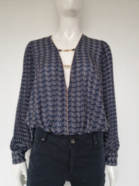 Elisabetta Franchi bodysuit. IT. maat 44, Blauw/chainprint.