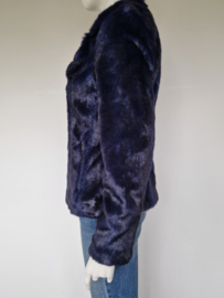 Marc Cain fake fur jas. Maat 38, Blauw/zwart