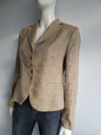 SEY Studio blazer. Maat 40, Beige/visgraat/linnen.