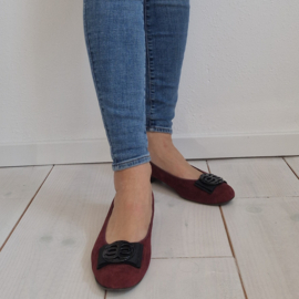 Luftpolster ballerina's. Maat 40, Wijnrood/suede.