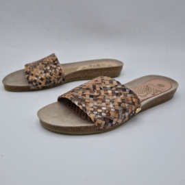 Fred de la Bretoniere slippers. Maat 37. Bruintinten/leer.