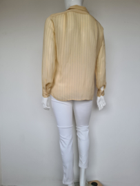 Max Mara blouse. Mt. 42, Zachtgeel/ streep.