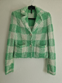 Marc Cain bouclé blazer. Maat 2, Mintgroen/ruit