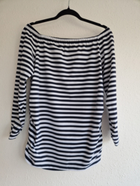 Studio Anneloes off shoulder top. Maat XXL. Navy/wit gestreept.