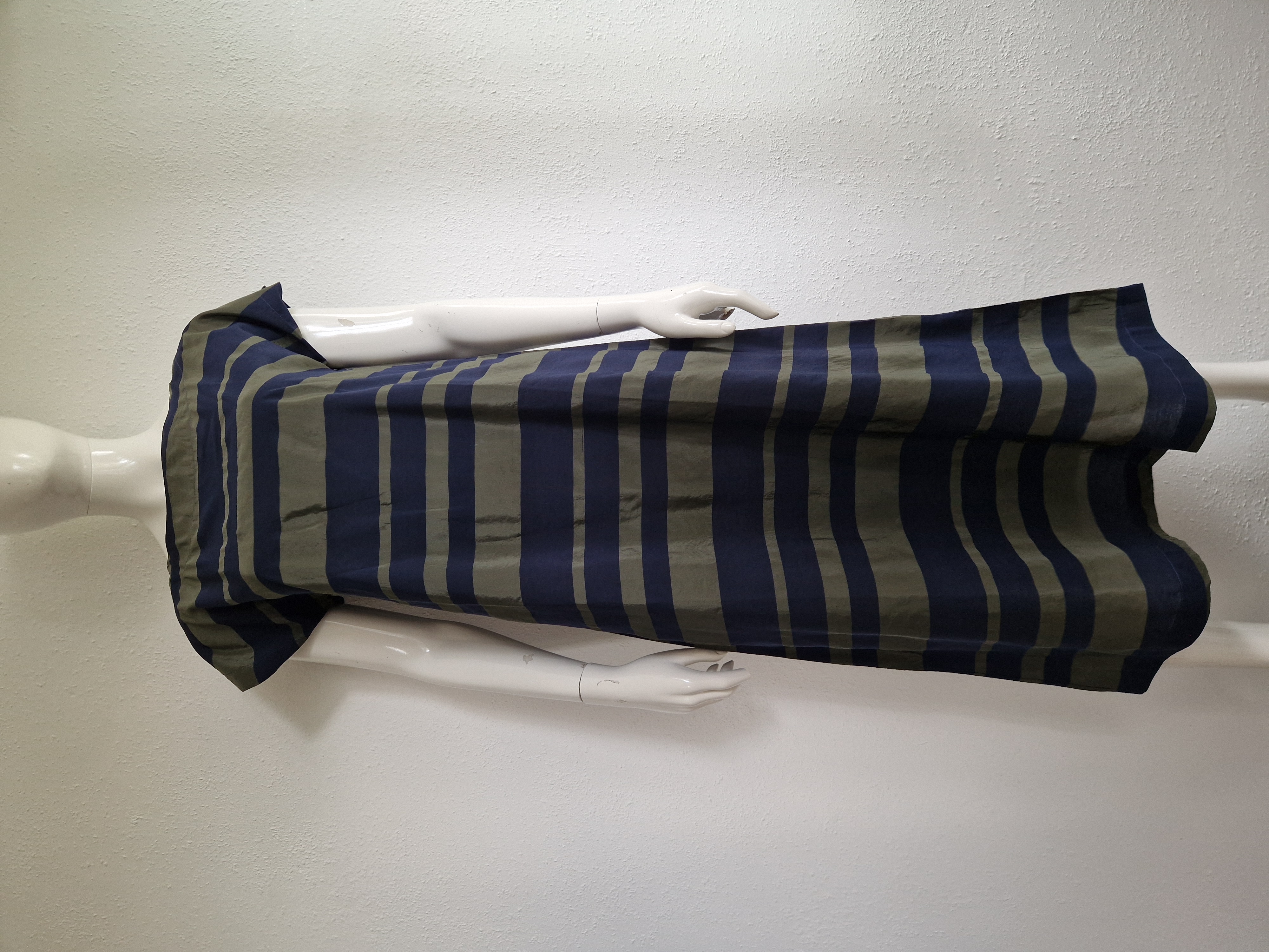 Zenggi maxi dress. Maat 2, Groen/blauw/gestreept.