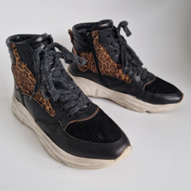 Xsensible Stretchwalker sneakers maat 38 | Zwart met luipaardprint |