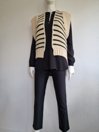 Summum mouwloos vest. Maat S. Crème/zwart.