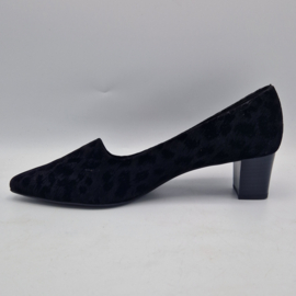 Peter Kaiser pumps. Maat 7, Zwart/flockprint/dierenprint.