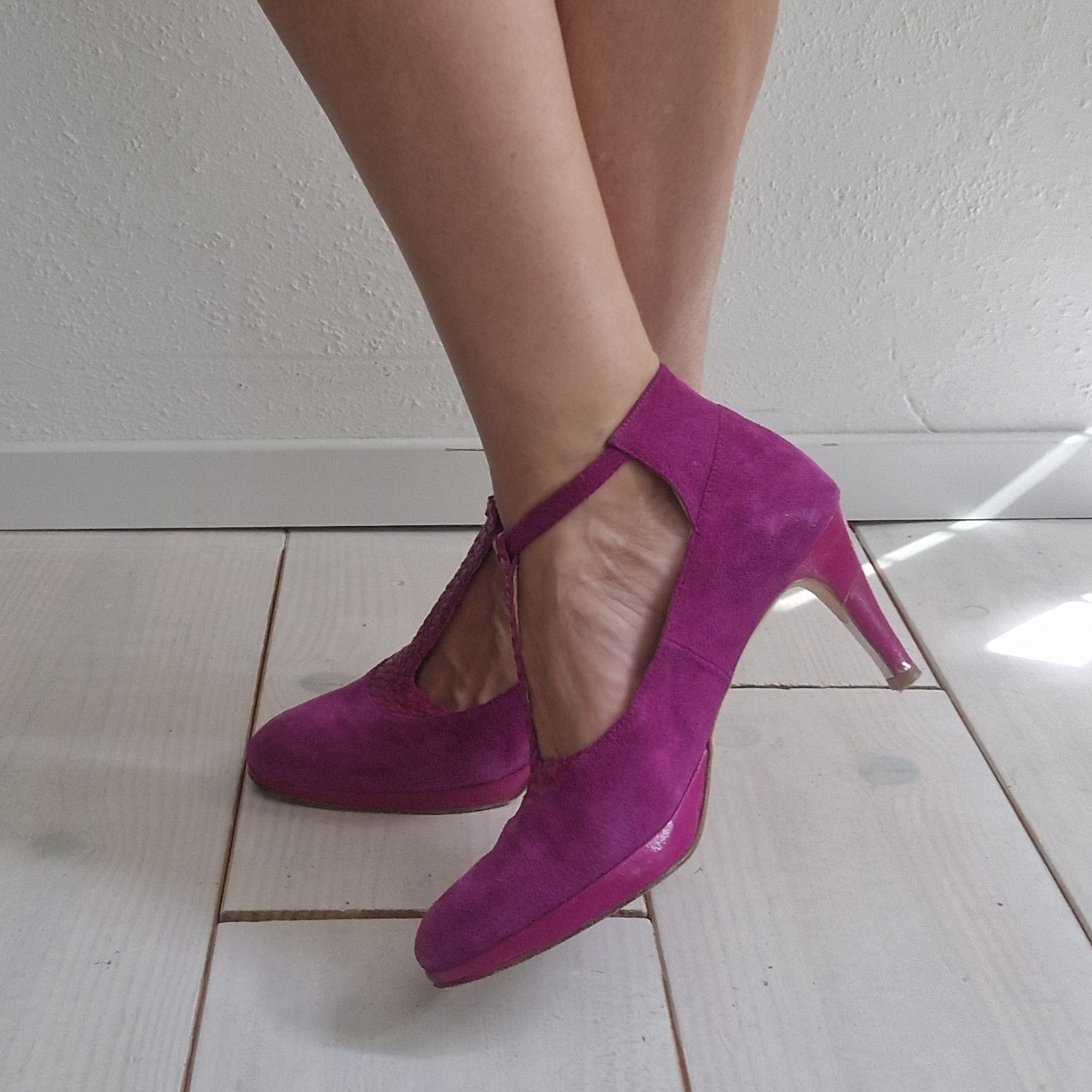 Kop en Staart pumps. Maat 39, Fuchsia/leer.