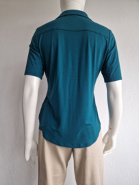 Marc O'Polo blouse met korte mouwen. Maat M, Petrol.