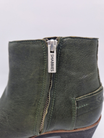 Shabbies enkellaarsjes. Maat 39. groen/leer.