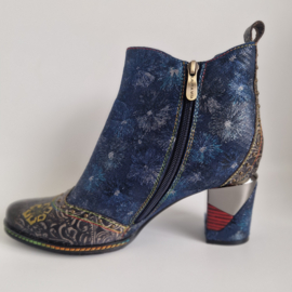 Laura Vita enkellaarsjes |Maat 42 | Blauw/bloemendessin |