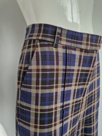 King Louie pantalon met wijde pijpen. Maat 40. Blauw/rood/ruit.