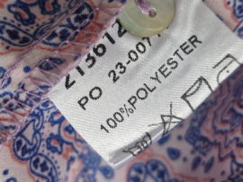 Norah blouse top. Maat 44. Roze/blauw/print.