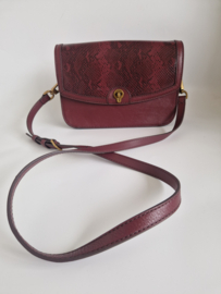 Fossil Ainsley Litehide crossbody tas. Wijnrood/leer.