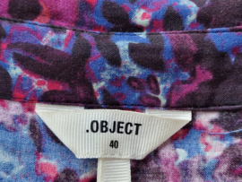 Object blouse. Maat 40, Paars/ blauw/print.