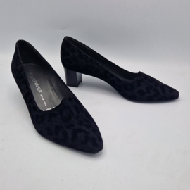 Peter Kaiser pumps. Maat 7, Zwart/flockprint/dierenprint.