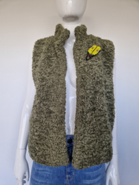 Pom Amsterdam teddy gilet. Maat 40. Olijfgroen.