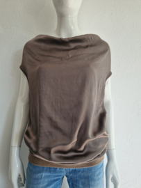 10Days top met watervalhals. Maat 2. Bruin/zijde.
