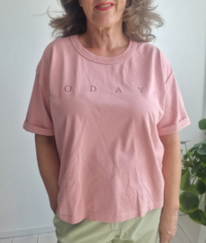 10DAYS oversized T-shirt. Maat XL. Oudroze.
