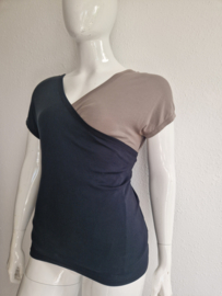 Marc Cain top. Maat 6, Zwart/taupe.