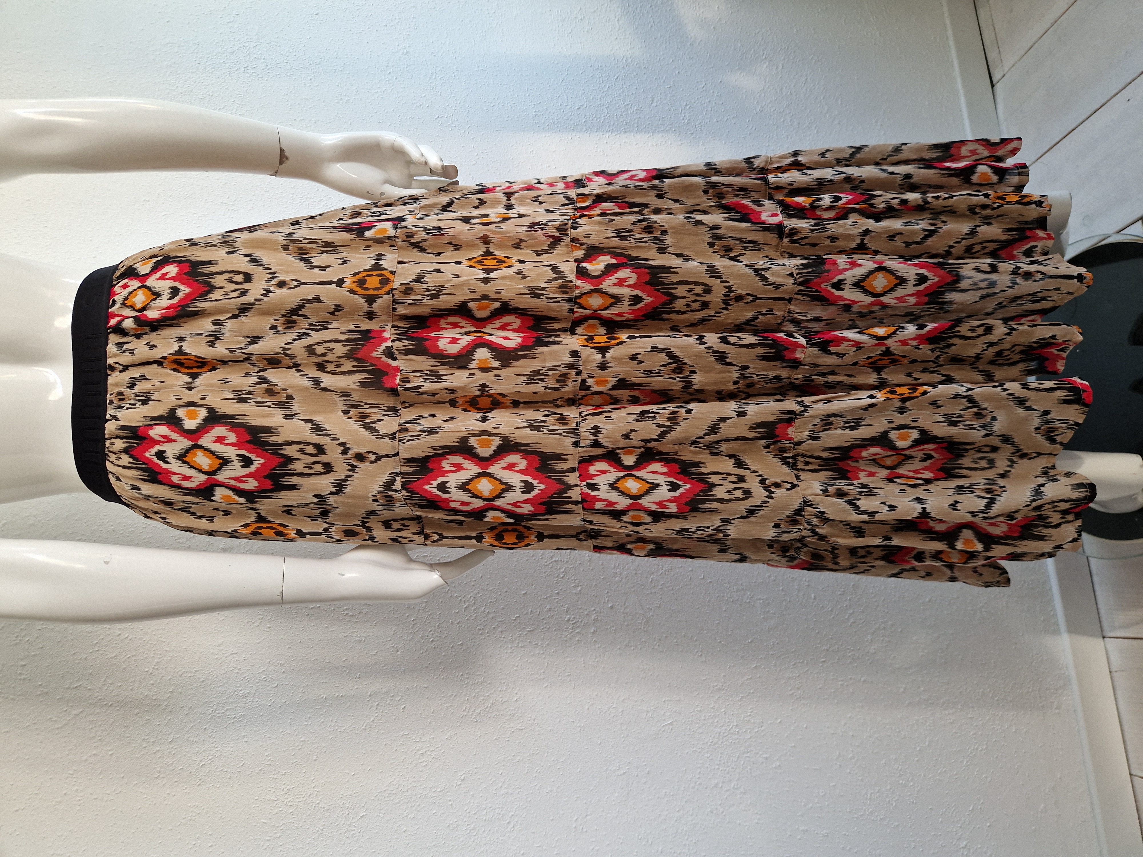 Summum maxi strokenrok. Maat 36, Roze/beige.