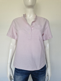 Marc O'Polo denim blouse. Mt. S. Roze/wit gestreept.