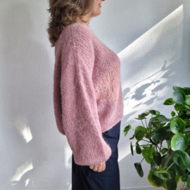 INTI handgebreide trui | Maat 40/42 | Poederroze | Alpaca |