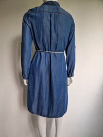 Geisha blouse jurk. Maat 40, Blauw/denimlook/lyocell.