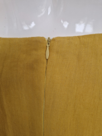 Pauw rok. Maat 3, Mosterdgeel/linnen.