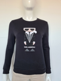 Karl Lagerfeld sweater. Mt. XS. Zwart/print.