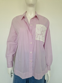 Madeleine blouse. Maat M. Roze/wit gestreept.