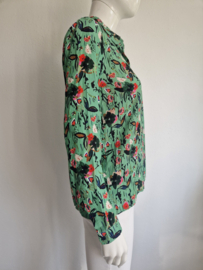 POM Amsterdam by Katja blouse. Maat 38, Mintgroen/print.