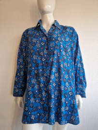 Marni x Uniqlo blouse. Maat XXL. Blauw/bloemenprint.