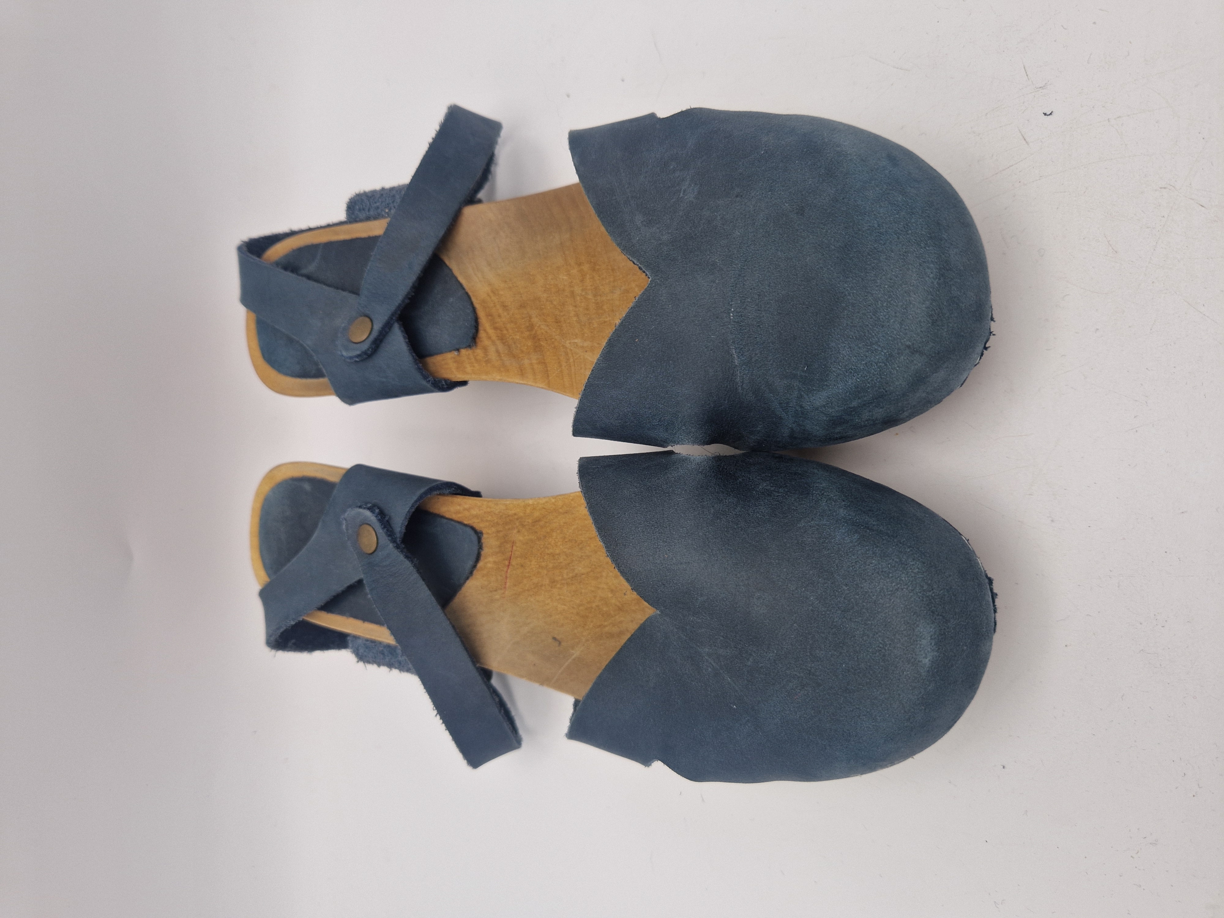 Sanita klompjes Matrix. Maat 38, Blauw/grijs/leer.