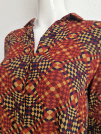 King Louie Maisie blouse Zesty. Maat 40, Roestbruin/ print.