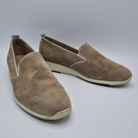 Durea loafers. Maat 7,5/ Wijdte H. Taupe/zilver..