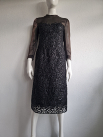 Peter Rommers couture jurk. Maat 36, Zwart/Italiaans kant.