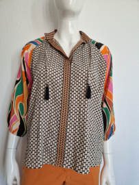 Geisha blouse top. Maat 36, Multi color.