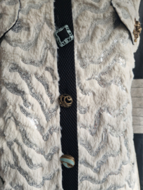 Elisa Cavaletti mantel. Maat XL. Creme/zwart