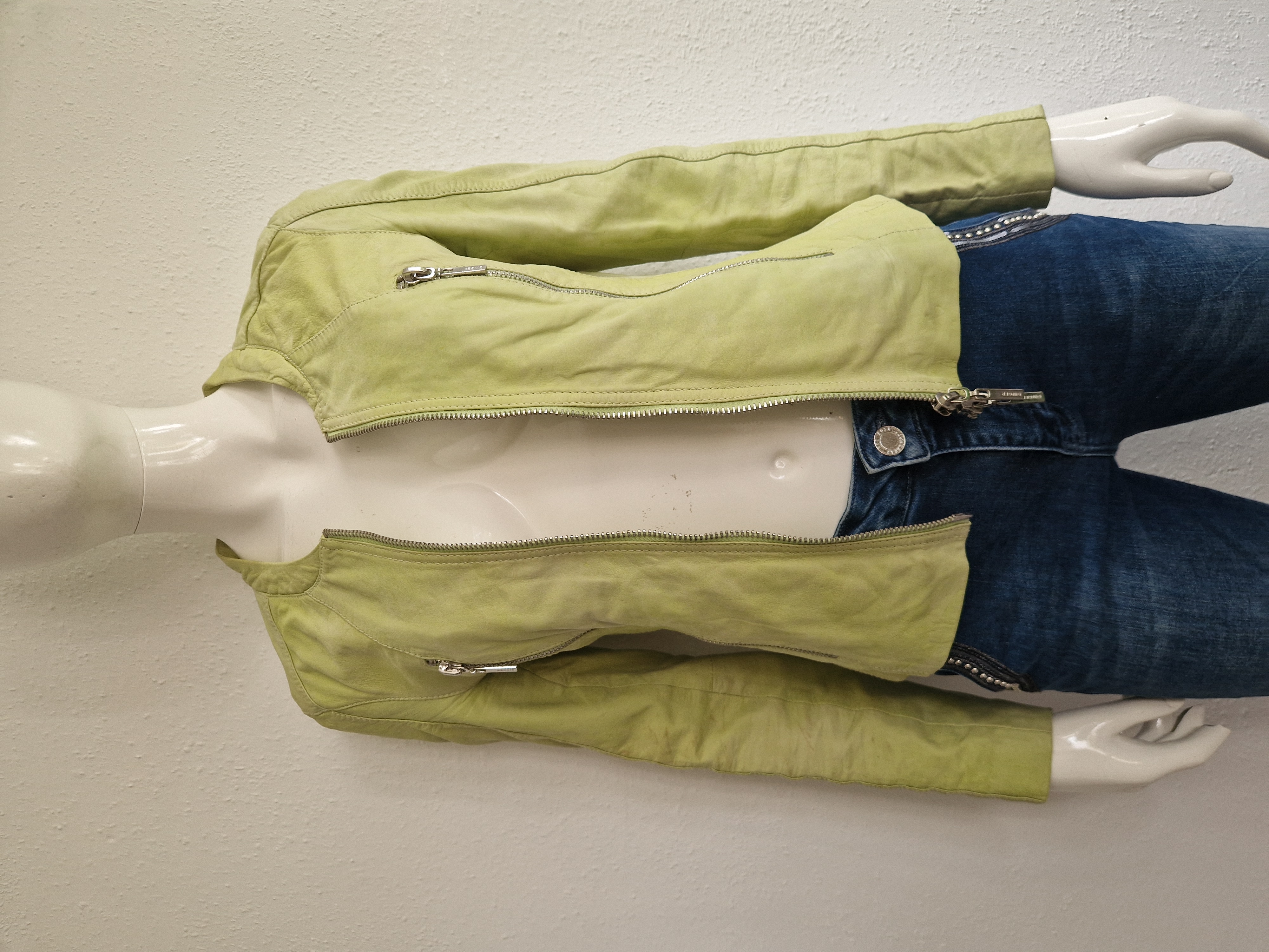 Ginger jasje. Maat 36, Lime/lamsleer.